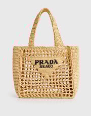 Prada Crochet Small  Raffia Tote Bag