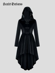 Renaissance Warrior Irregular Hem Hooded Coat