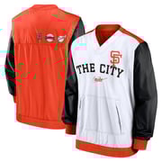 Men's San Francisco Giants Nike White/Orange Rewind Warmup V-Neck Pullover Jacket
