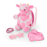Pink Spotted Cow Backpack & Accessory Set for 18-inch Dolls