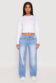 Long Sleeve Crew Neck Crop Top