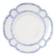 Set of 4 French Blue Bamboo Touch Dinner Plates with Bamboo Rim