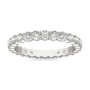 1 1/3 CTW Round Caydia Lab Grown Diamond Scallop Edge Eternity Band Ring 18K White Gold