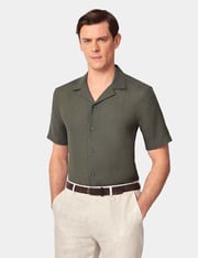 Slim Fit Dark Green Shirt - Short Sleeve