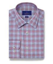 TBSP11813457 | Blue & Merlot Dobby Check Dress Shirt