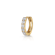 9k solid yellow gold 8mm simple crystal huggie earring