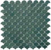 Soul Flat Fans Green Fishscale Glossy Glass Tile