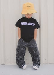 Smiley Face Baggy Jeans Black