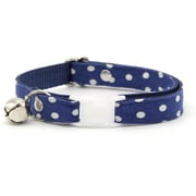 Glow In The Dark Cat Collar - "Polka Dot - Blue" - Night Visibility Navy Blue Cat Collar / Breakaway Buckle or Non-Breakaway / Cat, Kitten + Small Dog Sizes