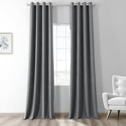 Modern Grey Grommet Heathered Woolen Weave Room Darkening Curtain