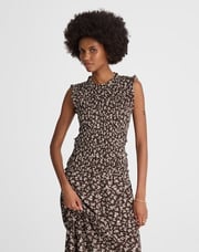 Smocked Sleeveless Midi Dress