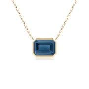 East-West Bezel-Set Emerald-Cut London Blue Topaz Pendant