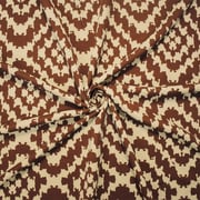 Brown-Beige Poly Abstract Diamond Print Stretch Spandex Bullet Knit Fabric