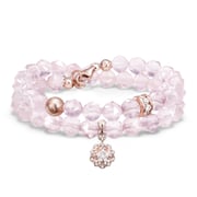 Violet Double Wrap Rose Quartz & Meteorite Bracelet