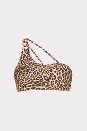 Niki Leopard One Shoulder O-Ring Bikini Top