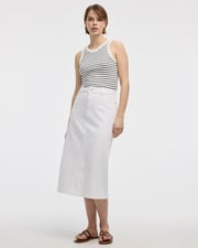 White Midi Denim Skirt
