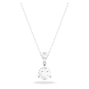 Solitaire pendant, Round cut, White, Rhodium plated