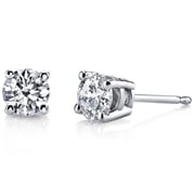 Diamond Classic Solitaire Stud Earrings 14K White Gold