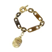HERMES Chaine d'ancre Bracelet Buffalo Horn Brown Gold
