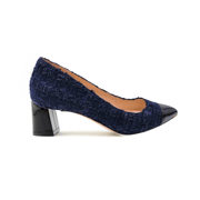 [Archive - Limited Edition FW'24] Navy Tweed Cap Toe Lower Block Heel