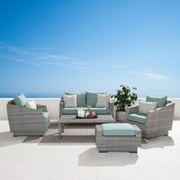 Cannes™ 5 Piece Sunbrella® Outdoor Love & Club Seating Set - Spa Blue FREE SHIPPING