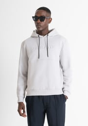 SUDADERA CON CAPUCHA RELAXED FIT DE TEJIDO SOSTENIBLE DE MEZCLA DE ALGODÓN CLARO