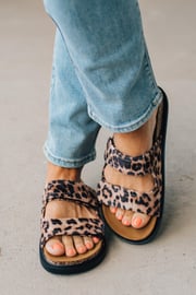 Hana Leopard Double Strap Slides