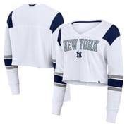 Women's New York Yankees  Fanatics White Stretch Cropped Fashion Long Sleeve T-Shirt