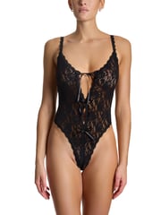 &oh™ Signature Lace Crotchless Teddy Black