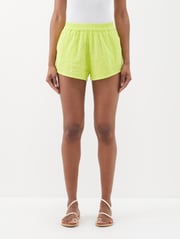 Elasticated cotton-dobby shorts