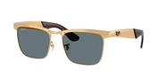 RAY-BAN RB3875 Wayfarer Deluxe Sandblasted Legend Gold - Unisex Sunglasses, Dark Blue Polar Lens