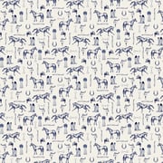 Sketched Equestrian by Joules - Cream / Blue - Wallpaper - 128902