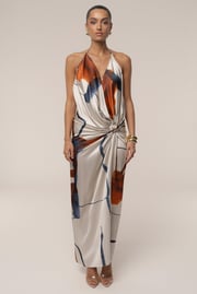Ivory Malibu Satin Midi Dress