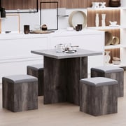 Portland 4 Seater Wooden Dining Set Grey | Wilko
