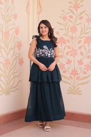 Women's Rama Georgette Embroidered Designer Gown