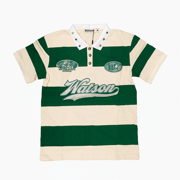 WATSON SHORT SLEEVE RUGBY POLO (CREAM/GREEN)
