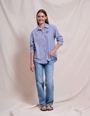 Sundry Oversized Shirt With Embroidery in Deep Navy