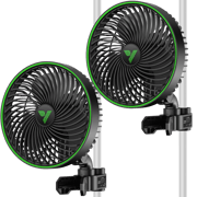 AeroWave E6 Gen2 Clip-Ventilator, EC-Motor, automatischer oszillierender Ventilator, Luftzirkulator für Growzelte, Schwarz, 2er-Pack
