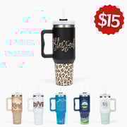 Blessed Black Leopard 40oz Tumbler w/ Handle