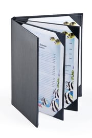 Menu Cover Holds (6) 8.5 x 11 Menus, Photo Album Corners, 4-Panel - Black
