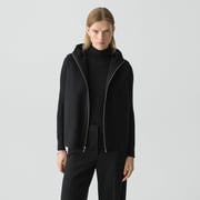 Double-Face Wool-Cashmere Hooded Zip Vest | Theory