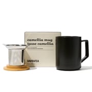 Black Camellia Ceramic Tea Mug