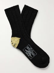 Intarsia-Knit Cotton-Blend Socks