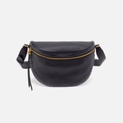 Juno Belt Bag In Pebbled Leather - Black Whipstitch