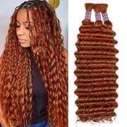 Ishow 15A Grade Best Quality Human Hair Bulk For Boho Braids 350# Ginger Color Human Hair Extensions