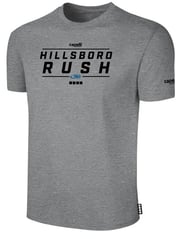 HILLSBORO RUSH SHORT SLEEVE COTTON T-SHIRT CREST ON WEARERS CENTER CHESTLIGHT HEATHER GREY BLACK