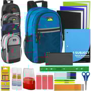 18" Multi-Pocket Reflective Backpack with 30-Piece School Supply Kit - 5 Colors