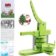 Button Maker Machine 75mm (3 in), DIY Button Badge Pin Maker Machine Kit, Heart-Shaped Button Press Machine with 100 Sets Button Making Supplies & Circle Cutter & Magic Book