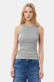 Grey Soft Cotton Rib Tank Top