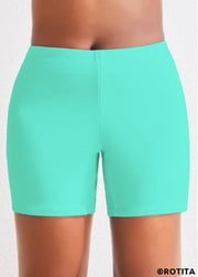 ROTITA Plus Size High Waisted Mint Green Swim Shorts